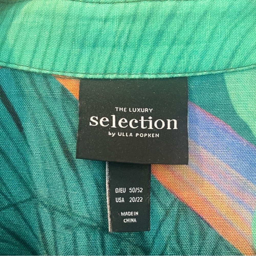 Ulla Popken Linen Blend Tropical Button Down 3/4 Sleeve Dress Size 20/22 - Picture 4 of 5
